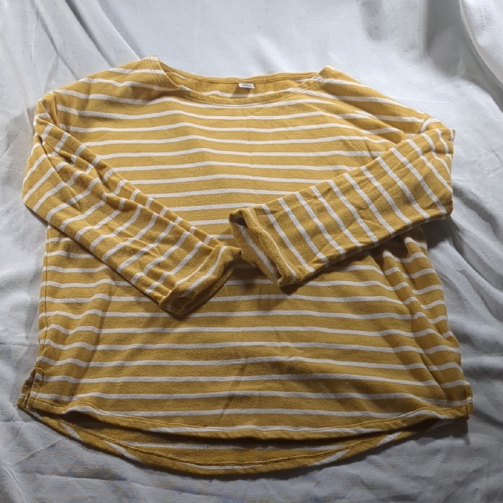 Old Navy Mustard and White Striped Shirt